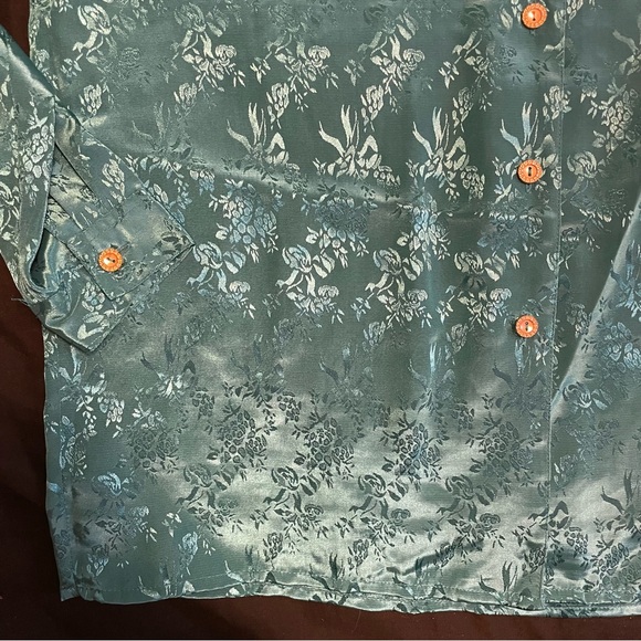 H.E.R. green Floral Print Button Up Long Sleeve Blouse - Picture 5 of 6